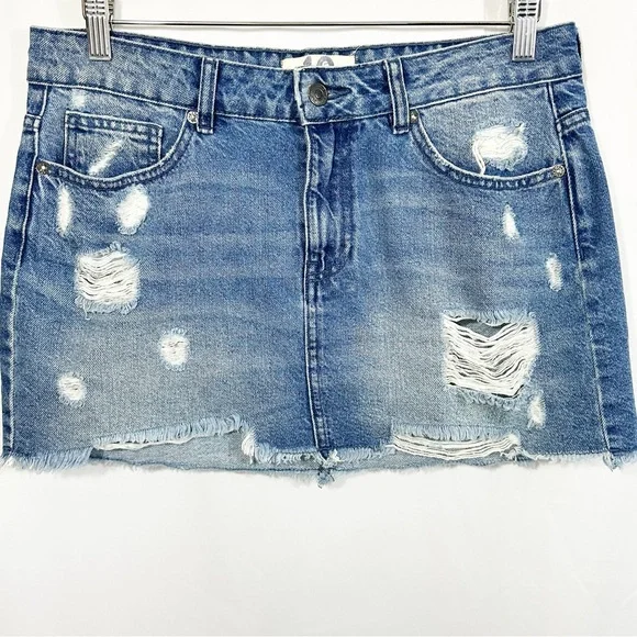 Free People Out Of Ordinary Denim Mini Skirt in Vintage Blue - Picture 5 of 11